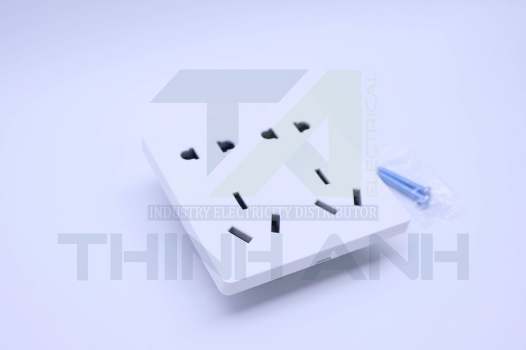 Ổ cắm 10 chấu (2 ổ 2 chấu tròn+ 2 ổ 3 chấu chéo) 86x86