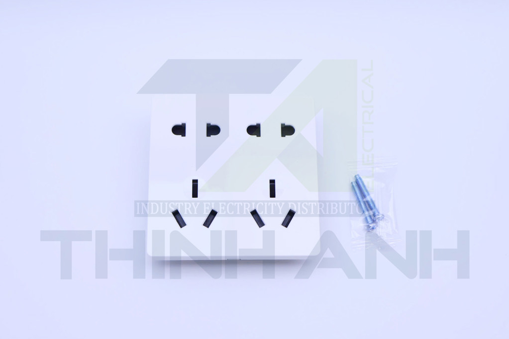 Ổ cắm 10 chấu (2 ổ 2 chấu tròn+ 2 ổ 3 chấu chéo) 86x86