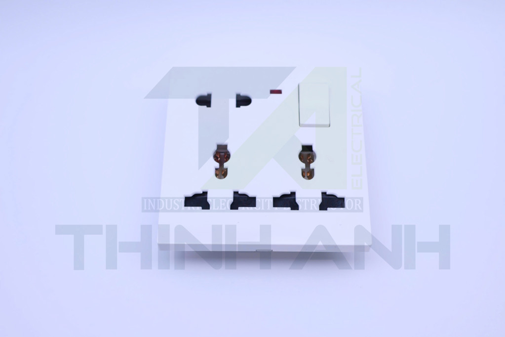 Ổ cắm 8 chấu (2 chấu tròn+3 chấu đa năng+3 chấu đa năng ) kèm công tắc+đèn báo 86x86