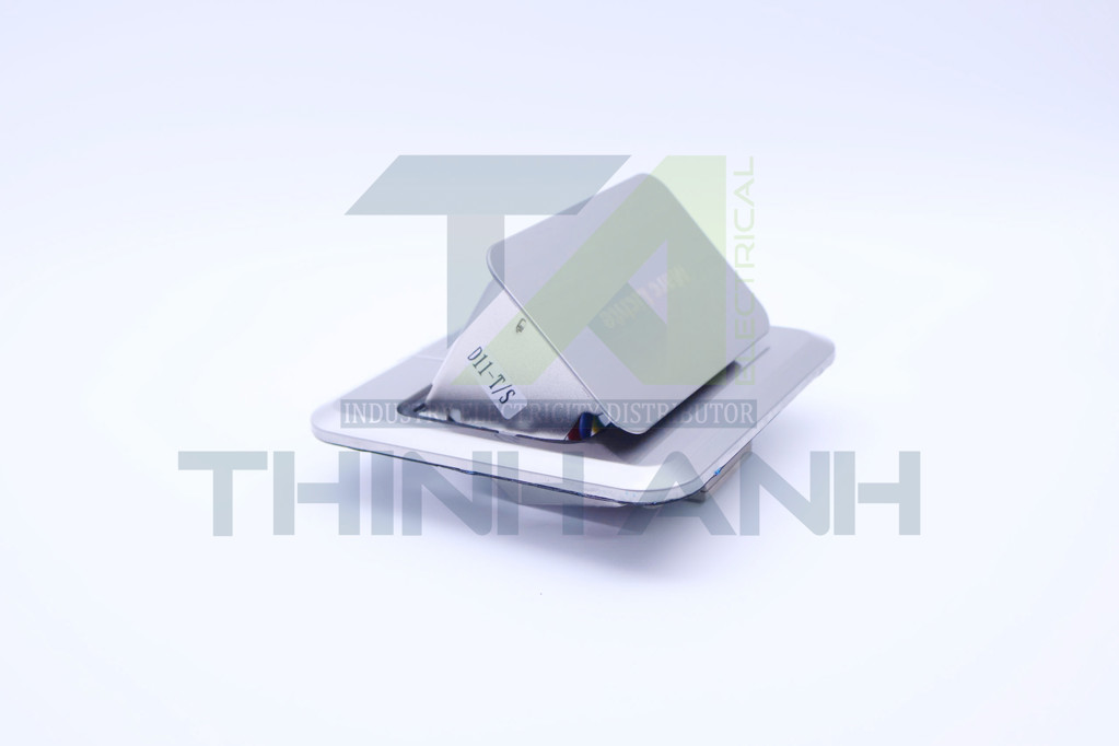 Ổ cắm âm sàn gồm 2 ổ cắm 3 chấu đa năng màu xám bạc