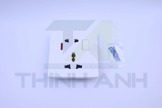 Ổ cắm 2 chấu tròn 3 chấu đa năng kèm công tắc+ đèn báo MarcLichte