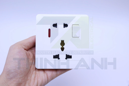 Ổ cắm 2 chấu tròn 3 chấu đa năng kèm công tắc+ đèn báo MarcLichte