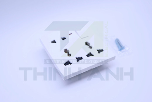 Ổ cắm 8 chấu (2 chấu tròn+3 chấu đa năng+3 chấu đa năng ) kèm công tắc+đèn báo 86x86