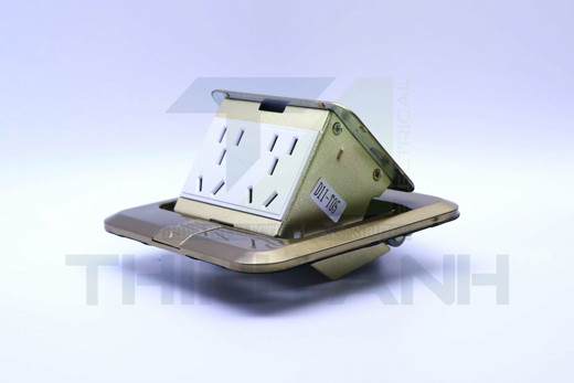 Ổ cắm âm sàn 10 chấu (2 ổ 5 chấu chéo) màu vàng