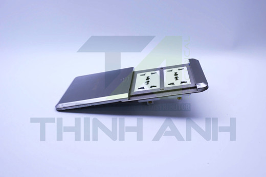 Ổ cắm âm sàn nắp trượt 4 ổ cắm 3 chấu đa năng màu xám bạc