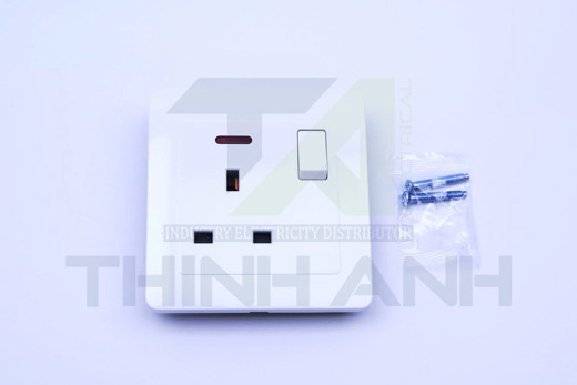 Ổ cắm đơn 3 chấu vuông 13A kèm công tắc 